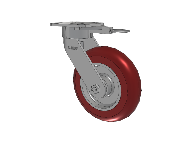 28 Series Maintenance Free Top Plate Swivel Caster with 8 x 2 Maroon Tread on Aluminum Core AX - Round Polyurethane (Aluminum Core) Wheel