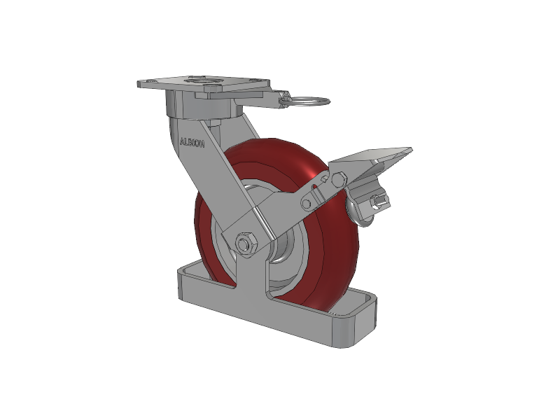 28 Series Maintenance Free Top Plate Swivel Caster with 8 x 2 Maroon Tread on Aluminum Core AX - Round Polyurethane (Aluminum Core) Wheel and Face Brake