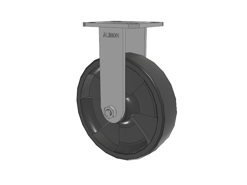 28 Series Maintenance Free Top Plate Rigid Caster with 8 x 2 Dark Grey Nylon DT - Heavy Duty Glass-Filled Nylon Wheel