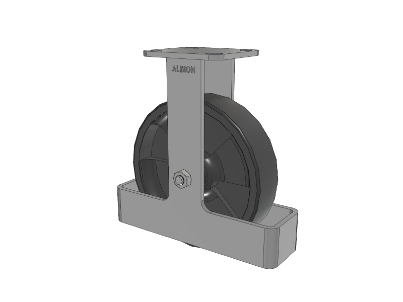 28 Series Maintenance Free Top Plate Rigid Caster with 8 x 2 Dark Grey Nylon DT - Heavy Duty Glass-Filled Nylon Wheel