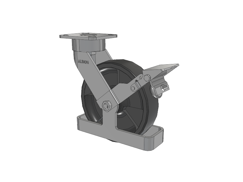 28 Series Maintenance Free Top Plate Swivel Caster with 8 x 2 Dark Grey Nylon DT - Heavy Duty Glass-Filled Nylon Wheel and Face Brake