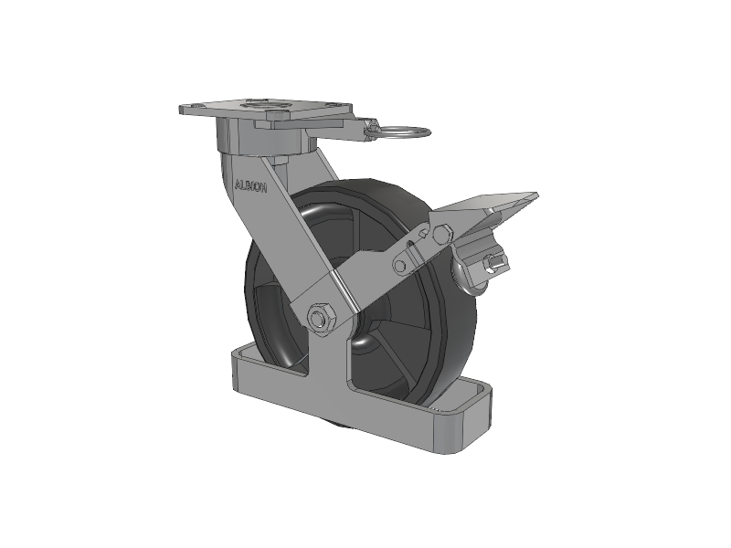 28 Series Maintenance Free Top Plate Swivel Caster with 8 x 2 Dark Grey Nylon DT - Heavy Duty Glass-Filled Nylon Wheel and Face Brake