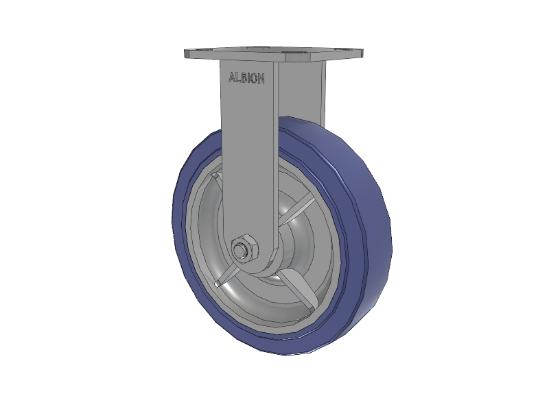 28 Series Maintenance Free Top Plate Rigid Caster with 8 x 2 HF - HydroTech (Flat) Wheel