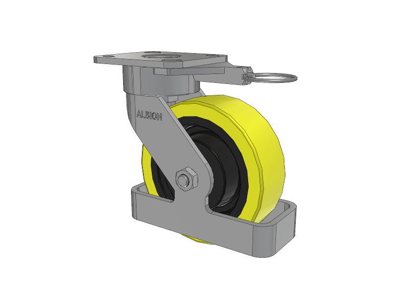 28 Series Maintenance Free Top Plate Swivel Caster with 6 x 2 Yellow Tread on Black Cast Iron Core PF - Polyurethane (Heavy Duty Cast Iron Core) Wheel