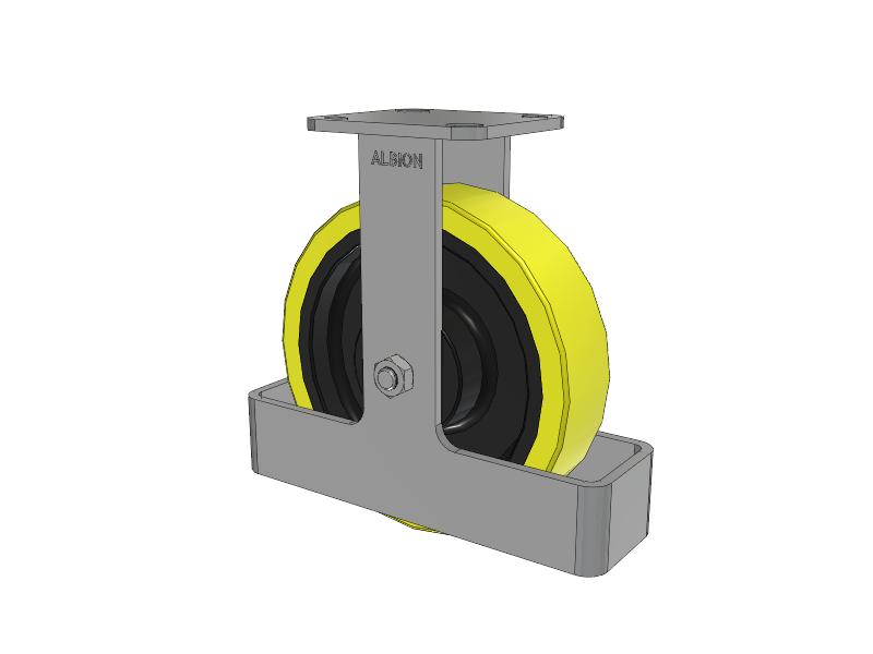 28 Series Maintenance Free Top Plate Rigid Caster with 8 x 2 Yellow Tread on Black Cast Iron Core PF - Polyurethane (Heavy Duty Cast Iron Core) Wheel