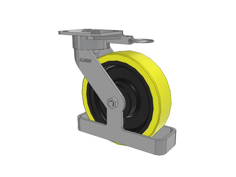 28 Series Maintenance Free Top Plate Swivel Caster with 8 x 2 Yellow Tread on Black Cast Iron Core PF - Polyurethane (Heavy Duty Cast Iron Core) Wheel