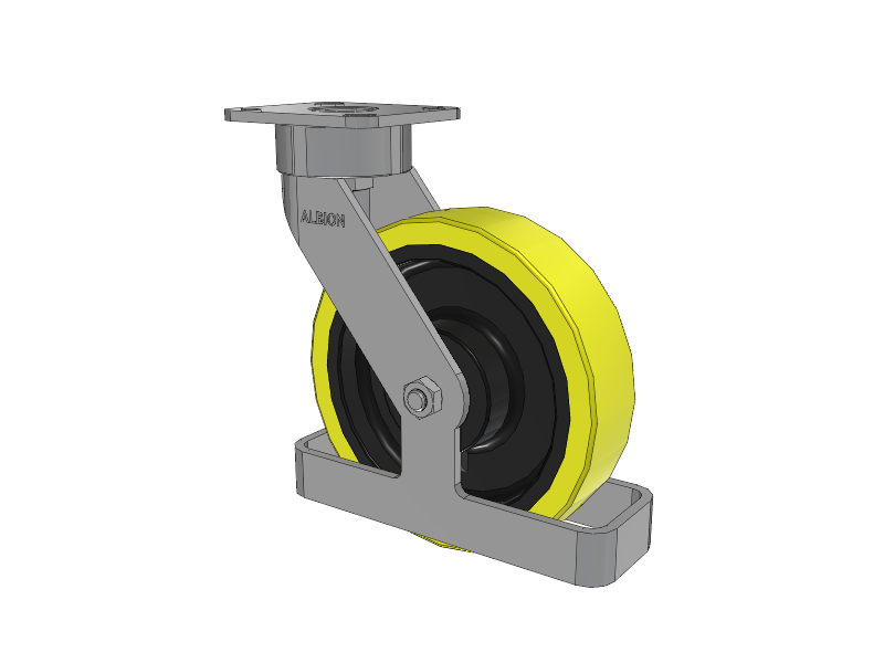 28 Series Maintenance Free Top Plate Swivel Caster with 8 x 2 Yellow Tread on Black Cast Iron Core PF - Polyurethane (Heavy Duty Cast Iron Core) Wheel