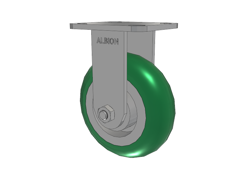 28 Series Maintenance Free Top Plate Rigid Caster with 6 x 2 Green Tread on Aluminum Core PM - Round Polyurethane (Aluminum Core) Wheel