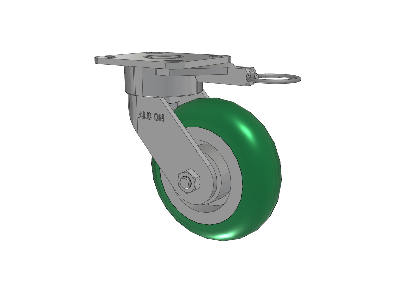 28 Series Maintenance Free Top Plate Swivel Caster with 6 x 2 Green Tread on Aluminum Core PM - Round Polyurethane (Aluminum Core) Wheel