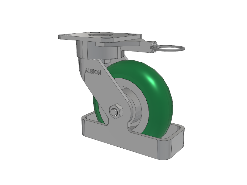28 Series Maintenance Free Top Plate Swivel Caster with 6 x 2 Green Tread on Aluminum Core PM - Round Polyurethane (Aluminum Core) Wheel
