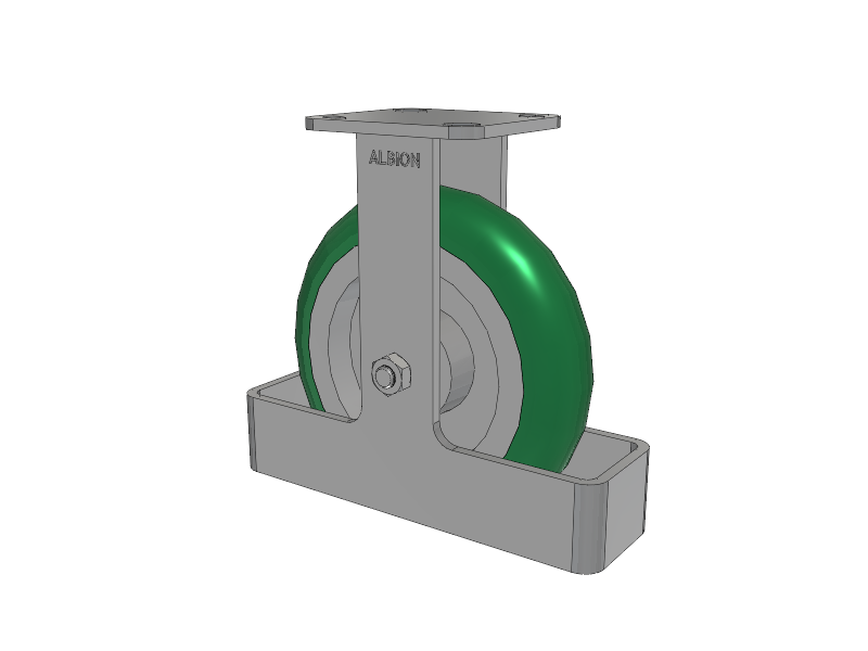 28 Series Maintenance Free Top Plate Rigid Caster with 8 x 2 Green Tread on Aluminum Core PM - Round Polyurethane (Aluminum Core) Wheel