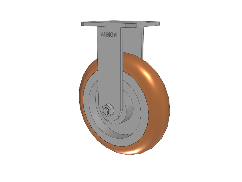 28 Series Maintenance Free Top Plate Rigid Caster with 8 x 2 Butterscotch Tread on Aluminum Core PM - Round Polyurethane (Aluminum Core) Wheel