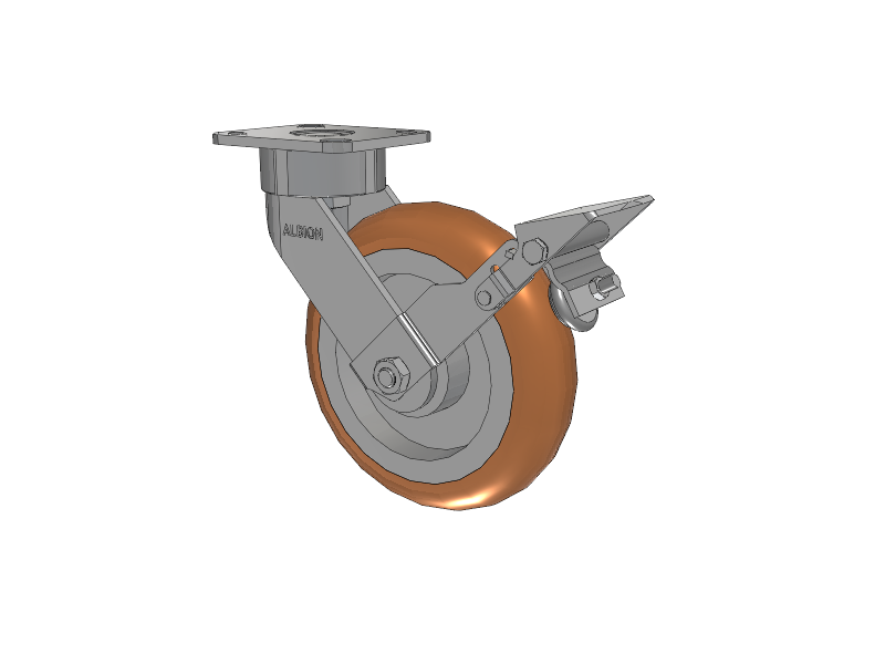 28 Series Maintenance Free Top Plate Swivel Caster with 8 x 2 Butterscotch Tread on Aluminum Core PM - Round Polyurethane (Aluminum Core) Wheel and Face Brake