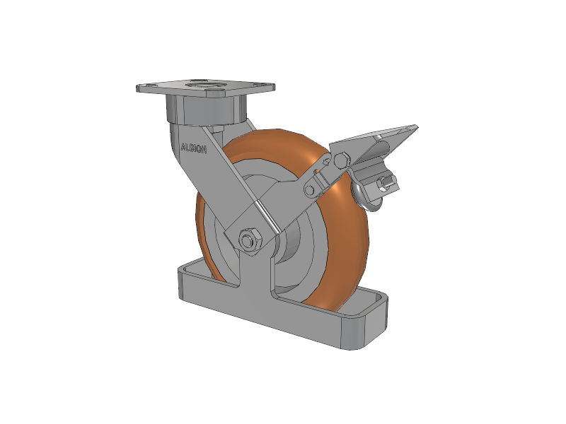 28 Series Maintenance Free Top Plate Swivel Caster with 8 x 2 Butterscotch Tread on Aluminum Core PM - Round Polyurethane (Aluminum Core) Wheel and Face Brake