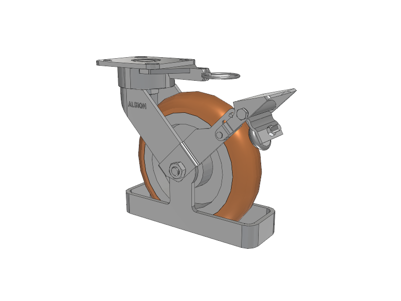 28 Series Maintenance Free Top Plate Swivel Caster with 8 x 2 Butterscotch Tread on Aluminum Core PM - Round Polyurethane (Aluminum Core) Wheel and Face Brake