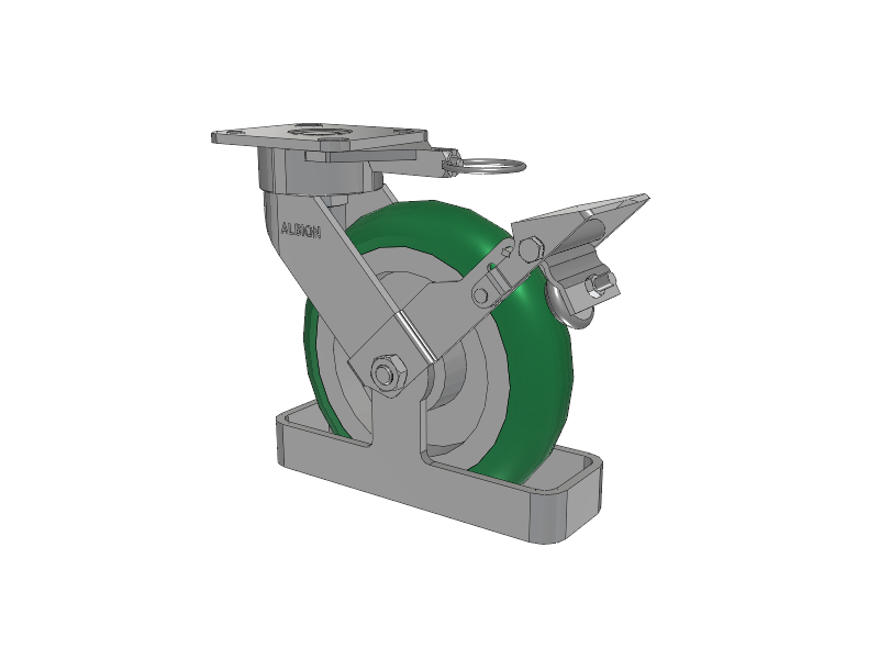 28 Series Maintenance Free Top Plate Swivel Caster with 8 x 2 Green Tread on Aluminum Core PM - Round Polyurethane (Aluminum Core) Wheel and Face Brake