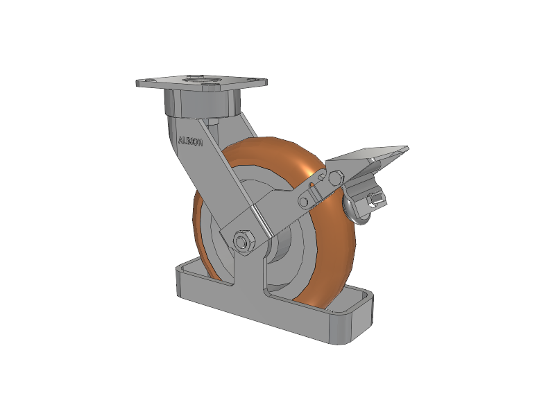 28 Series Maintenance Free Top Plate Swivel Caster with 8 x 2 Butterscotch Tread on Aluminum Core PM - Round Polyurethane (Aluminum Core) Wheel and Face Brake