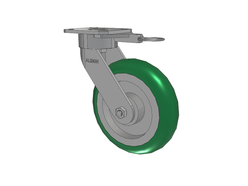 28 Series Maintenance Free Top Plate Swivel Caster with 8 x 2 Green Tread on Aluminum Core PM - Round Polyurethane (Aluminum Core) Wheel