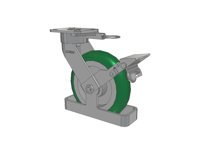 28 Series Maintenance Free Top Plate Swivel Caster with 8 x 2 Green Tread on Aluminum Core PM - Round Polyurethane (Aluminum Core) Wheel and Face Brake