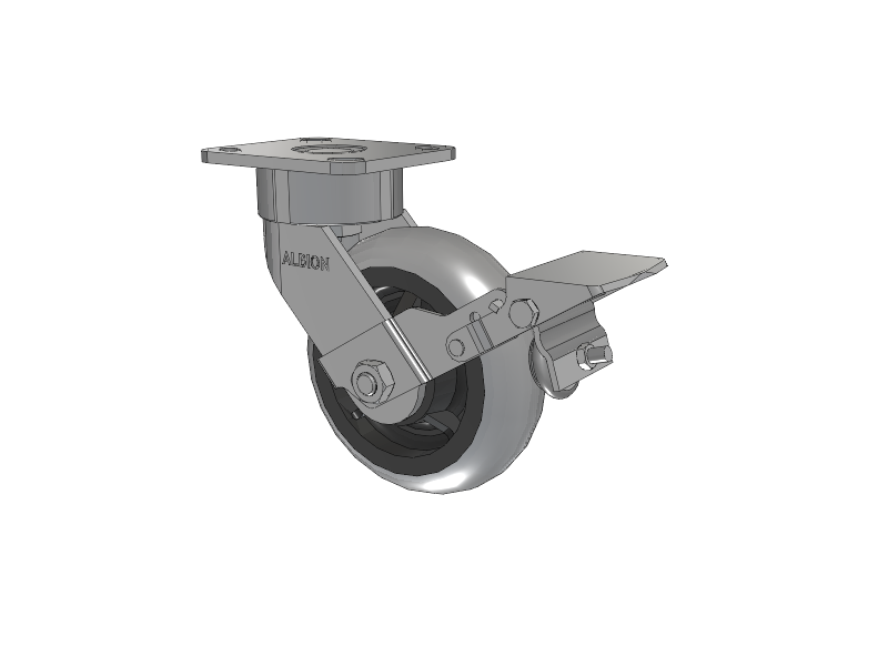 28 Series Maintenance Free Top Plate Swivel Caster with 6 x 2 Grey Tread on Grey Core XP - X-treme Plus Solid Polyurethane Wheel and Face Brake