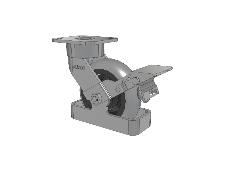 28 Series Maintenance Free Top Plate Swivel Caster with 6 x 2 Grey Tread on Grey Core XP - X-treme Plus Solid Polyurethane Wheel and Face Brake