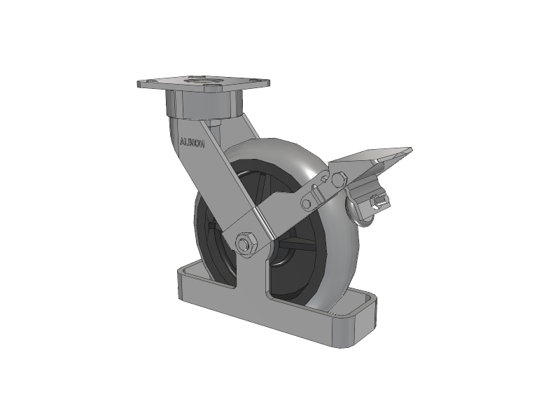 28 Series Maintenance Free Top Plate Swivel Caster with 8 x 2 Grey Tread on Grey Core XP - X-treme Plus Solid Polyurethane Wheel and Face Brake