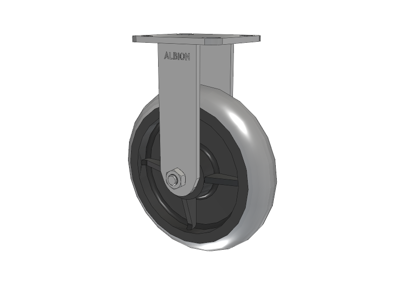 28 Series Maintenance Free Top Plate Rigid Caster with 8 x 2 Grey Tread on Grey Core XP - X-treme Plus Solid Polyurethane Wheel