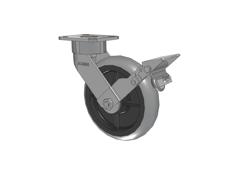 28 Series Maintenance Free Top Plate Swivel Caster with 8 x 2 Grey Tread on Grey Core XP - X-treme Plus Solid Polyurethane Wheel and Face Brake