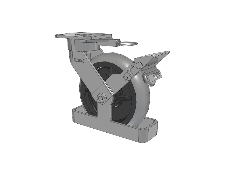 28 Series Maintenance Free Top Plate Swivel Caster with 8 x 2 Grey Tread on Grey Core XP - X-treme Plus Solid Polyurethane Wheel and Face Brake