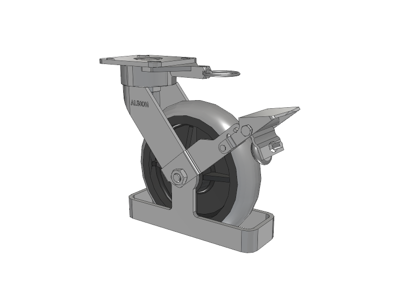 28 Series Maintenance Free Top Plate Swivel Caster with 8 x 2 Grey Tread on Grey Core XP - X-treme Plus Solid Polyurethane Wheel and Face Brake