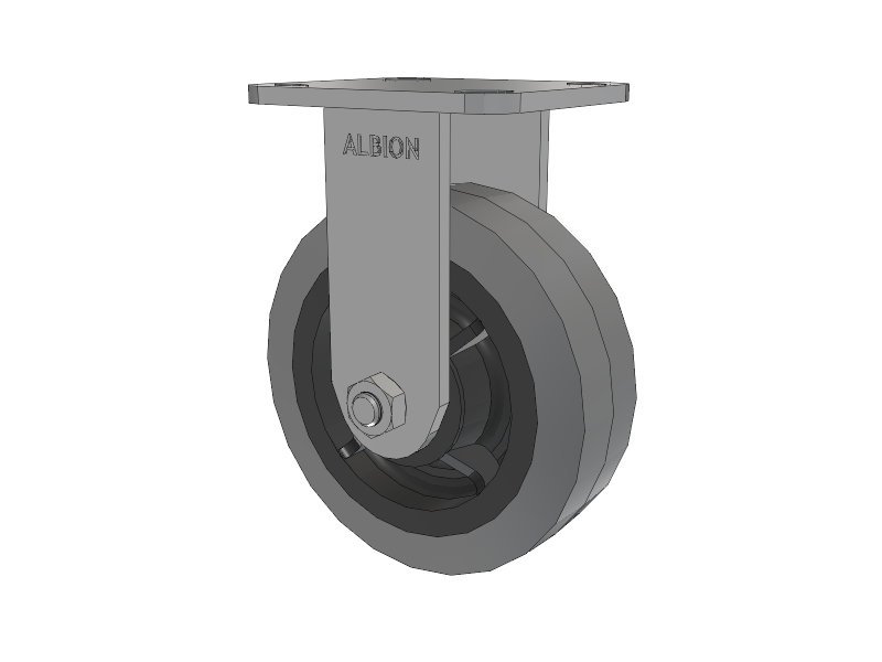 28 Series Maintenance Free Top Plate Rigid Caster with 6 x 2 Grey Tread on Grey Core XS - Performa X-tra Soft Rubber (Flat) - Prevenz Antimicrobial Wheel