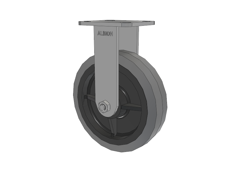 28 Series Maintenance Free Top Plate Rigid Caster with 8 x 2 Grey Tread on Grey Core XS - Performa X-tra Soft Rubber (Flat) - Prevenz Antimicrobial Wheel