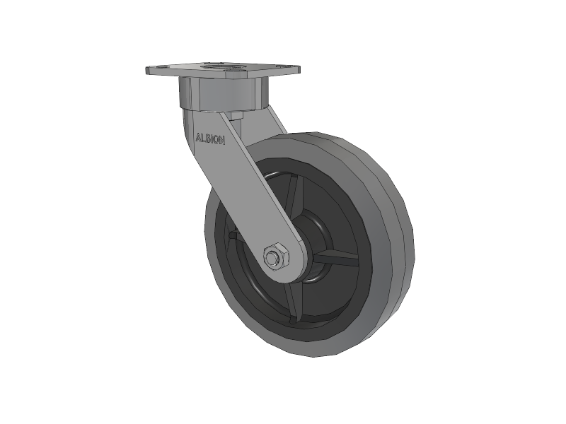 28 Series Maintenance Free Top Plate Swivel Caster with 8 x 2 Grey Tread on Grey Core XS - Performa X-tra Soft Rubber (Flat) - Prevenz Antimicrobial Wheel