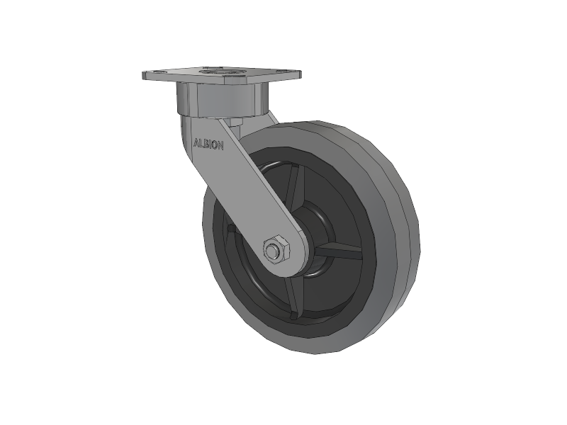 28 Series Maintenance Free Top Plate Swivel Caster with 8 x 2 Grey Tread on Grey Core XS - Performa X-tra Soft Rubber (Flat) - Prevenz Antimicrobial Wheel