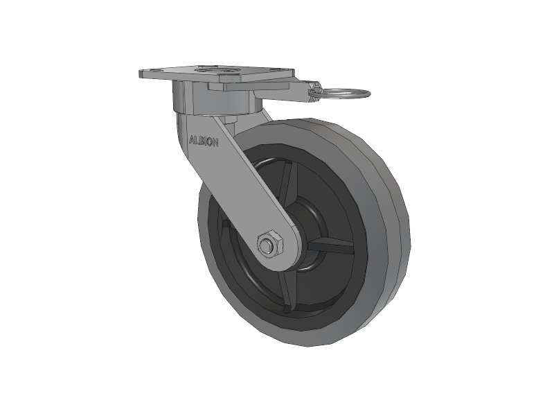 28 Series Maintenance Free Top Plate Swivel Caster with 8 x 2 Grey Tread on Grey Core XS - Performa X-tra Soft Rubber (Flat) - Prevenz Antimicrobial Wheel
