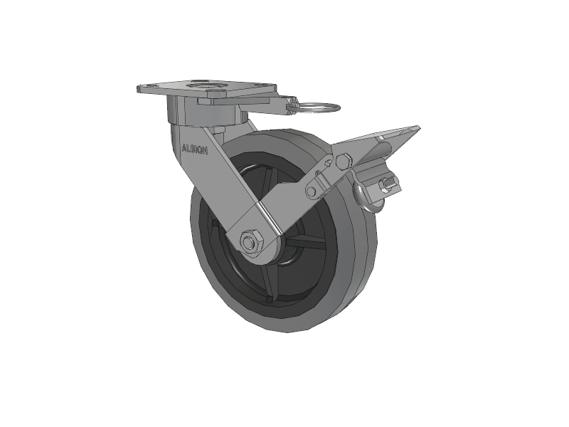 28 Series Maintenance Free Top Plate Swivel Caster with 8 x 2 Grey Tread on Grey Core XS - Performa X-tra Soft Rubber (Flat) - Prevenz Antimicrobial Wheel and Face Brake