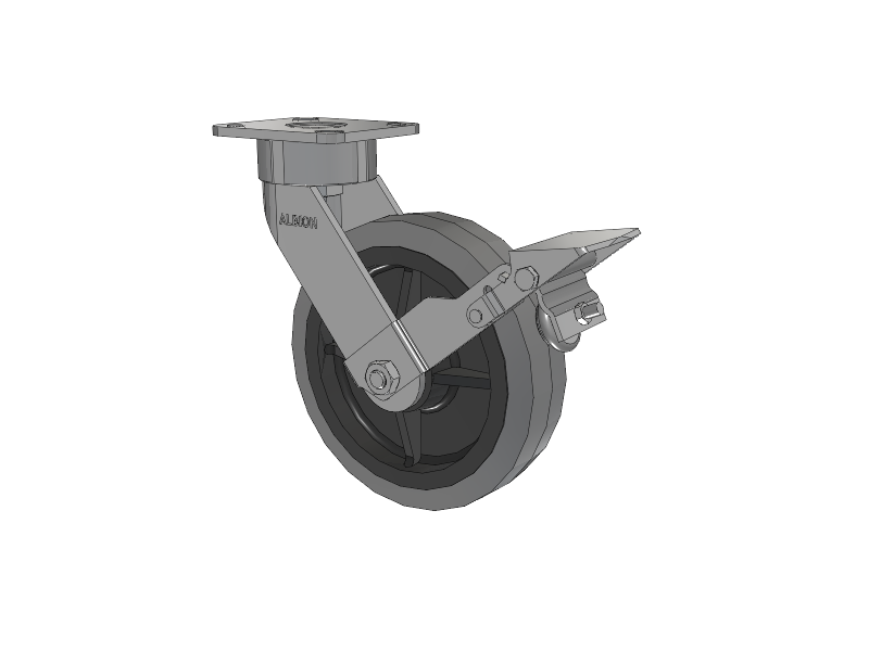 28 Series Maintenance Free Top Plate Swivel Caster with 8 x 2 Grey Tread on Grey Core XS - Performa X-tra Soft Rubber (Flat) - Prevenz Antimicrobial Wheel and Face Brake
