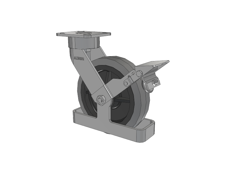 28 Series Maintenance Free Top Plate Swivel Caster with 8 x 2 Grey Tread on Grey Core XS - Performa X-tra Soft Rubber (Flat) - Prevenz Antimicrobial Wheel and Face Brake