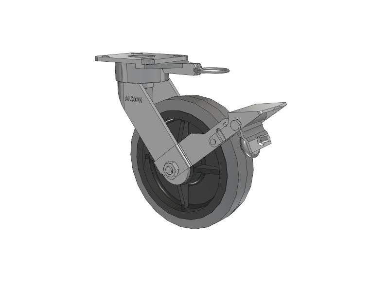 28 Series Maintenance Free Top Plate Swivel Caster with 8 x 2 Grey Tread on Grey Core XS - Performa X-tra Soft Rubber (Flat) - Prevenz Antimicrobial Wheel and Face Brake