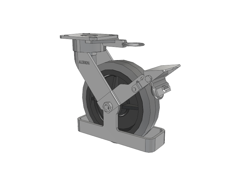 28 Series Maintenance Free Top Plate Swivel Caster with 8 x 2 Grey Tread on Grey Core XS - Performa X-tra Soft Rubber (Flat) - Prevenz Antimicrobial Wheel and Face Brake