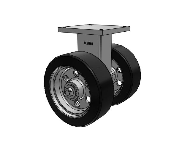 Roulette rigide à plaque supérieure de la série 298, avec bande de roulement noire de 16,25 et noyau en émail gris OA - Roue en caoutchouc à fixation par pression