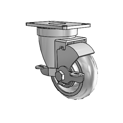 30 Series Top Plate Zinc Swivel Caster with 3.5 x 1.25 PolyLock (Grey) Wheel and VertiLoc Brake