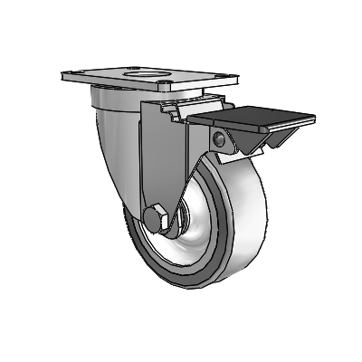 30 Series Top Plate Zinc Swivel Caster with 3.5 x 1.25 Advantage TPR (Flat) Wheel and PosiLoc Brake