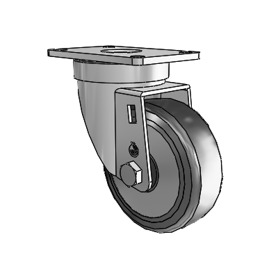 30 Series Top Plate Zinc Swivel Caster with 3.5 x 1.25 Hard Rubber (+ Side Plates) Wheel