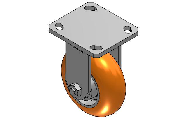 110 Series Kingpinless Top Plate Rigid Caster with 5 x 2 Orange Tread on Aluminum Core AN - Round Polyurethane (Aluminum Core) Wheel