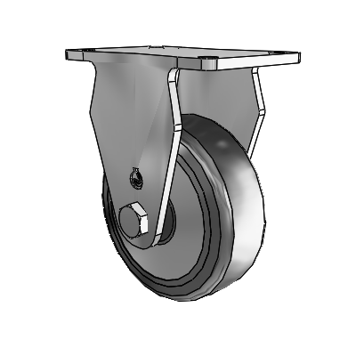 30 Series Top Plate Zinc Rigid Caster with 3.5 x 1.25 Cushion Rubber (+ Side Plates) Wheel
