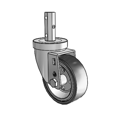 30 Series Octagon Stem Zinc Swivel Caster with 3.5 x 1.25 Welded Disc Rubber (Black) Wheel