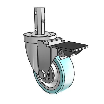30 Series Octagon Stem Zinc Swivel Caster with 3.5 x 1.25 Advantage Health Wheel and PosiLoc Brake