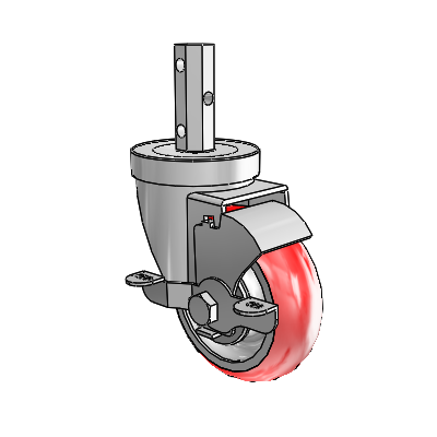 30 Series Octagon Stem Zinc Swivel Caster with 3.5 x 1.25 Advantage Heat (Round) Wheel and VertiLoc Brake