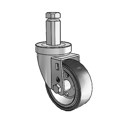 30 Series Square Stem Zinc Swivel Caster with 3.5 x 1.25 Welded Disc Rubber (Black) Wheel
